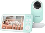 Miniland Baby Monitor Digimonitor, 5 Inch HD Baby Surveillance Camera Swivelling and Tilting Night Vision, Two-Way Communication, White Noise and Melodies