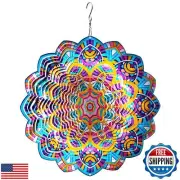 Hippolytusiart Wind Spinners Mandala Wealth Peacock,3D Wind Spinner for Yard