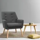 Tufted Button Armchair Lounge Sofa Chair Removable Seat Cushion Strong Wood Legs