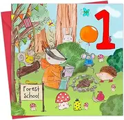 Twizler 1st Birthday Card for Boys & Girls - Animal Forest School - Age 1 Year Old Childrens Happy Birthday Card for Kids