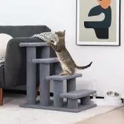 Costway4-Step Pet Stairs with Portable Design for Cats and Dogs-Grey
