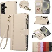 [Asuwish] Mobile Phone Case for Samsung Galaxy S24 Plus S24+ 5G Case with Strap Film Protective Film Card Slot Foldable Leather Wallet Stand S24plus 24S S 24 + 24+ Mobile Phone Cases Protective Phone