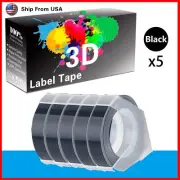 5 Rolls Black Label Tape 3D for Dymo Caption Maker (1741205) Label Makers