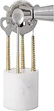 Davis & Waddell Twisted Gold Handle and Marble Bar Set, Gold/White, 22 X 8 X 10 cm (5 Pieces)