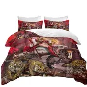 Taurus Bull Woman Warrior Dragon and Tigers Quilt Cover