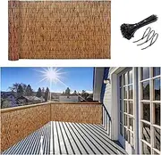 Balcony Fencing Covering, Decorative Bamboo Fencing Roll, Natural Privacy Screen, Home Decorations, Breathable, Sun Shade, Waterproof, Indoor/Outdoor, Easy to Install(1.6 * 9m(5.2 * 29.5ft))