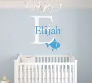 Custom Name & Initial Nautical Nursery Decor Vinyl Wall Art Decal WALL DECALS