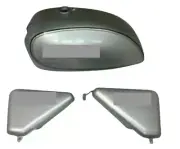 FIT FOR NORTON COMMANDO INTERSTATE SILVER STEEL PETROL TANK WITH SIDE PANEL