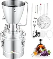 VEVOR Alcohol Distiller, Alcohol Still 10L, Distillery Kit for Alcohol with 304 Stainless Steel Tube & Circulating Pump & Build-in Thermometer & Exhaust Port for DIY Whisky Wine Brandy, Silver (10L)