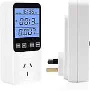 240V Electricity Usage Monitor, PIOGHAX Plug Power Meter with Large Backlight Screen Energy Overload Protection Monitor Meter and 8 Display Modes Power Consumption Analyzer,Reduce Your Energy Costs