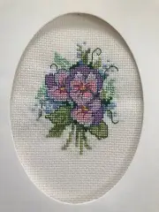 COMPLETED FINISHED CROSS STITCH CARD ''SPRINGTIME FLOWERS 1”