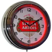 16" Stella Artois Lager Belgium Beer Neon Clock Man Cave Pub Decor (Red)