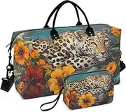 [YXYZRMY] Leopard Colorful Garden Travel Duffel Bag Gym Bag Sports Tote Bag with Multiple Interior Pockets Shoulder Weekender Bag for Women Men with Toiletry Bag 20.5”x 7.9”x 13.8”, Multi-Colored, one