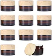 Fanchu Pack of 10 Cream Containers, Amber Glass Empty Cream Jars, 5 ml Cream Jars for Filling, Glass Container with Lid and Liner for Cosmetics, Creams, Lotions, Essential Oils