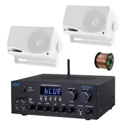 Pyle PDA99BU 2-Channel Home Audio Bluetooth Receiver, 2x 3.5" White Speaker,Wire
