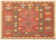 Vintage Hand Woven Kilim Rug 3'3" x 3'9" Traditional Wool Carpet