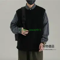 在飛比找樂天市場購物網優惠-輕奢高品質無袖背心你男春季套頭坎肩寬版圓領馬甲【聚物優品】