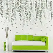 Uandhome Green Plants Wall Sticker Green Vine Leaves Wall Decal Removable Art Vinyl Wall Stickers, Removable Self-Adhesive Leaf Wall Decoration Decals DIY Art Decor for Bedrooms Living Rooms and Porch