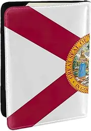 [JEJEA] Florida Flag Print Travel Organizer Credit Cards Case Passport BookPassport Holder Cover Wallet forTraveling,, Black, One Size