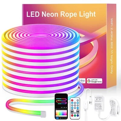 Neon Rope Lights, 10ft Smart RGB+IC LED Strip Lights with App & Remote Contro...