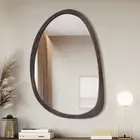 Vintage Asymmetrical Wall Mirror Walnut Wood Frame Decorative Mirror Entryway AU