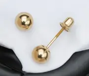 Solid 14k Yellow Gold 3-8mm Ball Polished Screw back Stud Earrings - Gold Ball