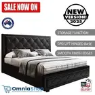 Artiss Bed Frame Double Full Size Gas Lift Base Storage Headboard Black Leather