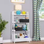RiverRidge Home Ladder Shelf Toy Organizer and Book Storage with Two Fabric Bins