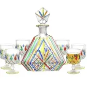 Exquisite colored crystal whiskey decanter set With 6 Glasses By Luminthra