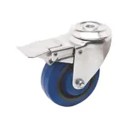 Easyroll 75mm Blue Elastic Rubber Swivel Brake Bolt Hole Caster
