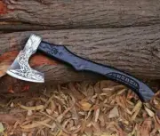 Custom Handmade Carbon Steel Axe With Leather Sheath