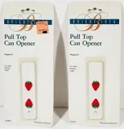 2 Vintage Bright Idea Strawberry Pull Top Can Opener Magnetic Beer, Pop, Soda