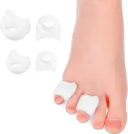 Gjinxi Toe Spacers for Women & Men, 4Pcs Soft Silicone Toe Separators for Bunion and Overlapping Toes, Comfortable Toe Spreaders Corrector, Reduce Foot Toe Pain(White, 2 L & 2 M)