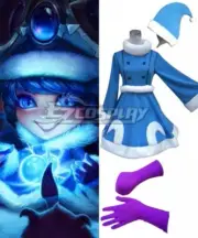 LOL Winter Wonder Lulu The Fae Sorceress Christmas Dress Cosplay Costume E001