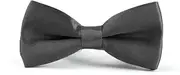 [Aiko Fashion] Children Kids Toddler Boys Girls Silk Satin Adjustable Length Bow Tie Solid Colour Pre Tied Bow Tie Necktie Tuxedo Wedding (Dark Grey)