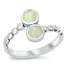 Ring Sterling Silver 925 Rhodium Plate White Lab Opal Face Height 12.5mm Size 10