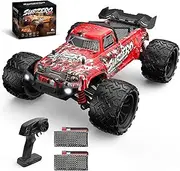 UONNO 1:16 Scale High Speed RC Car, 40KM/H 4WD Remote Control Monster Truck, All Terrain Off-Road Vehicle with 2 Batteries, 2.4Ghz Racing Toy for Adults & Teens (Red)
