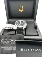 Bulova Lunar Pilot Archive Series 96A225 Black 45mm 6-Hand Chronograph Watch