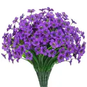 Outdoor Artificial Flowers 21 UV Resistant Bundles Fake Flower Plastic Purple