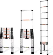 [MoNiBloom] 12.5Ft Telescoping Ladder with Locking Mechanism Aluminum Alloy Extension Multi-Purpose Compact Ladders for Household Or Outdoor Work