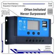 Solar Panel 12V/24V Battery Regulator Charge Controller 10A PWM LCD USB