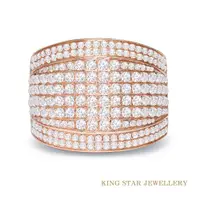 在飛比找ETMall東森購物網優惠-King Star 18K玫瑰金 鑽石戒指 豪華滿鑽設計款 