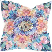 [sanluoli] Trendy Boho Colorful Flowers Bloom square silk scarf pashmina silky shawl wraps for women for evening bufanda elegante para mujer, Trendy Boho Colorful Flowers Bloom