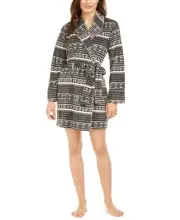 Muk Luks Womens Cozy Short Fleece Robe Size S Color Cozy Fairisle