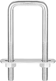 uxcell Square U-Bolts, 3 Sets 35mm(1.38") Inner Width 100mm Length M8 304 Stainless Steel U Clamp Bolt with Nuts and Plates, for Boat Trailer
