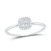 10kt Yellow Gold Womens Round Diamond Square Frame Cluster Ring 1/8 Cttw