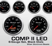 Marshall 2064 6-Gauge Set with 0-90 Ohm Fuel Level 3-3/8" Speedo and Tach