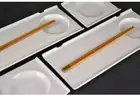 Crate & Barrel Sushi for Two White Porcelain Serving Dish Set 6 pc w Chopsticks