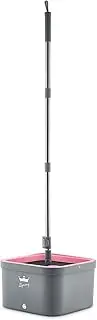 [Swan] x Lynsey SWFC1002QOCN Turbo Spin Mop with Rinse and Wring 360° Spin Cycle, Two 2.5L Water Tanks, Collapsible Handle, Microfibre Pad and Machine Washable Heads, Pink and Grey