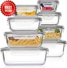 8-Pack Glass Food Storage Containers Airtight Lids Meal Prep Bento BPA-Free